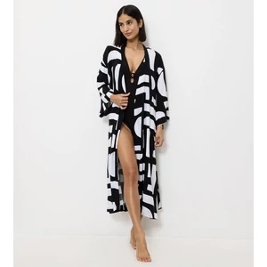 Beach MyWear Tunic Robe 01 könnyű nyári köntös - fekete-fehér