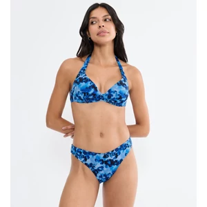 Midnight Swim PU Plunge bikini felső - királykék mintás