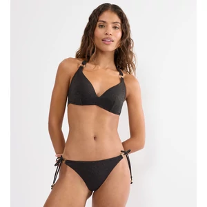 Summer Sunset PU Plunge szivacsos bikini felső - fekete