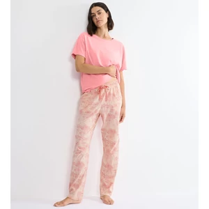 Mix & Match Trousers Jersey X 03 női nadrág - rózsaszín mintás