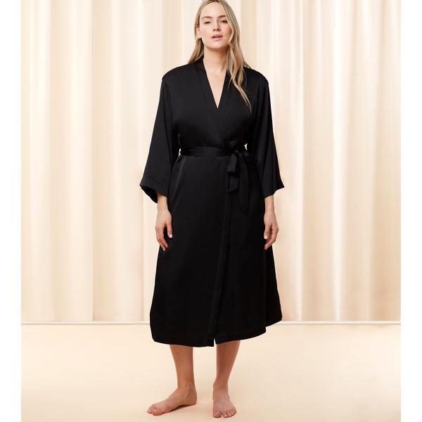 Robes Satin Robe 01 nöi selyemköntös - fekete