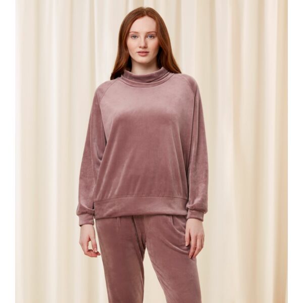 Cozy Comfort Velour Sweater női szabadidőfelső - mandulaszín