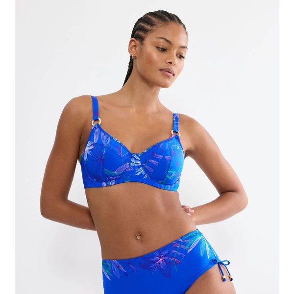 Summer Tropics W 01 merevítős bikini felső - királykék mintás