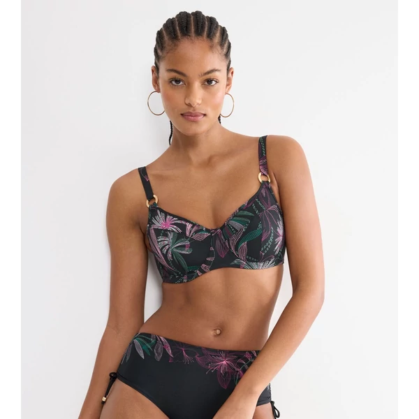 Summer Tropics W 01 merevítős bikini felső - fekete mintás