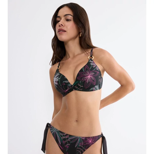 Summer Tropics P 01 szivacsos bikini felső - fekete mintás