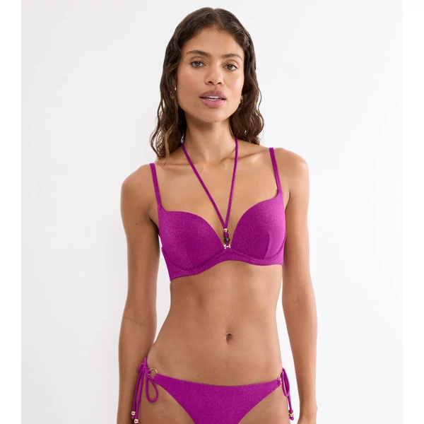 Summer Sunset WHU Sweet Heart push-up, merevítős bikini felső - mályvaszín