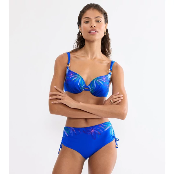 Summer Tropics WP merevítős, szivacsos bikini felső - királykék mintás