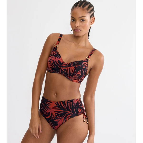 Summer Palm W 01 merevítős bikini felső - fekete mintás